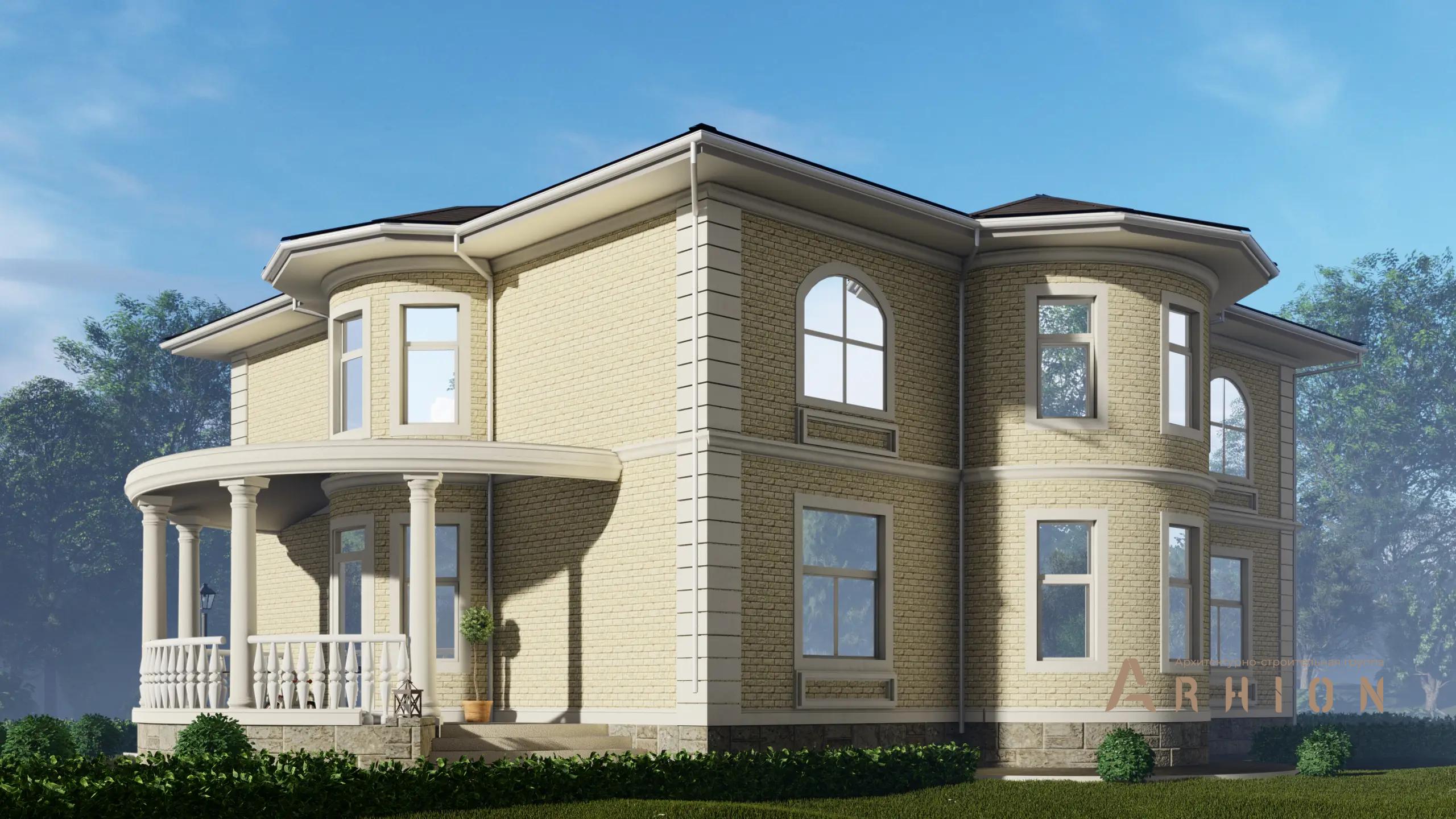 10. Проект двухэтажного дома в современном классическом стиле с четырехскатной, H-1302, площадью - 279 кв c терассой, балконом, эркером